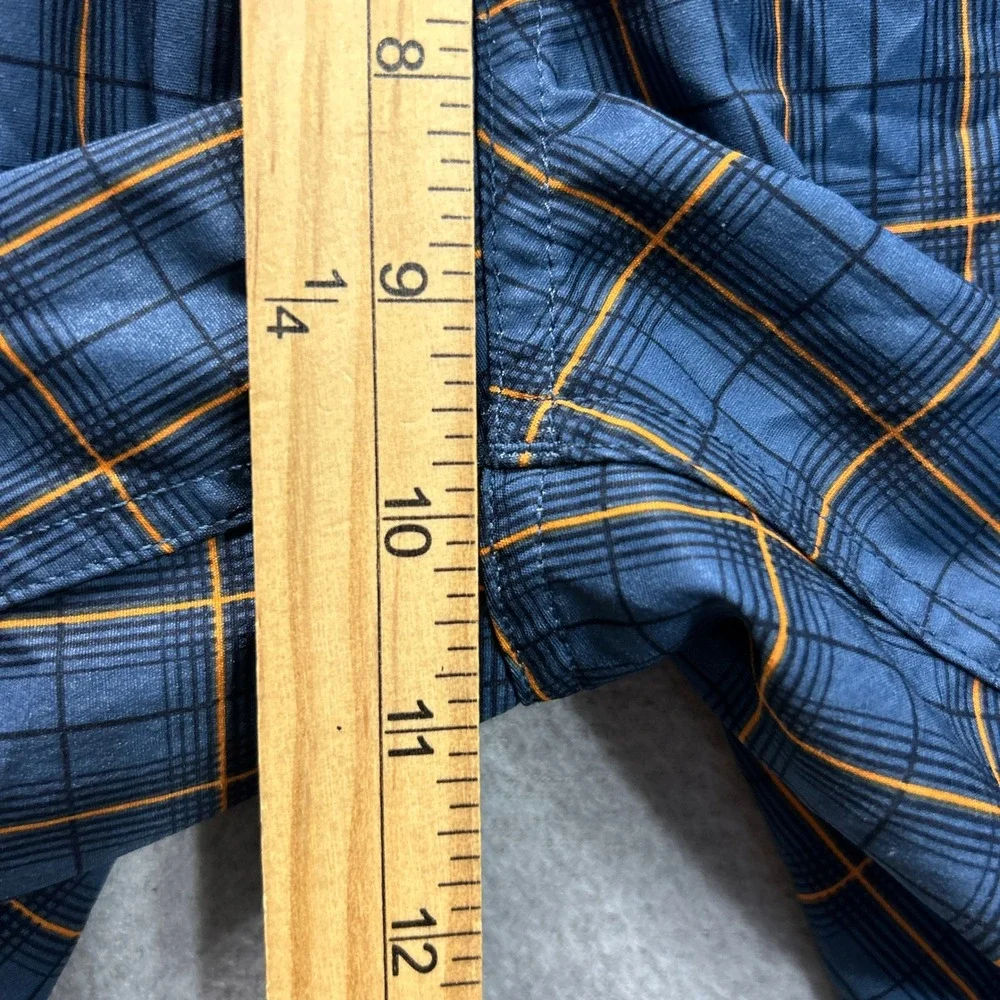 The North Face Cargo Shorts Mens 36 Blue Orange Plaid Outdoor Hiking Casual Fit